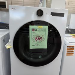 7.4 cu. ft. Vented Stackable SMART Electric Dryer in White with TurboSteam and Al Sensor Dry Technology