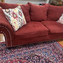 Fabric Couch Sofa X  2 Pieces. Total 6 Seats With 4 Pillows As Shown. Gently Used. No Pets