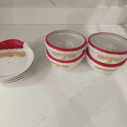 Four Bowls and Four Christmas Dishes