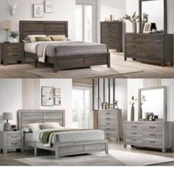 4- Pc Bedroom set Dresser,Mirror Nightstand (1) Queen size bed frame Not including Mattress and Box Sp