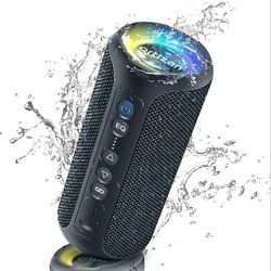 Bluetooth Speakers, 40W Loud Sound, Wireless Stereo, IPX7 Waterproof, Extra Bass, LED Light, BT5.3, Portable Compact Speaker for Shower/Outdoor/Beach/
