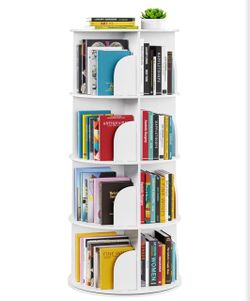 New  4 Tier Rotating Bookshelf Tower, Spinning Bookcase