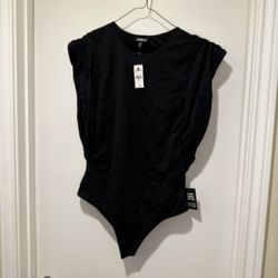 Express Padded Cap Sleeve Black Bodysuit NWT Size Medium 