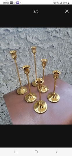 6 tapered brass candlestick candle holders