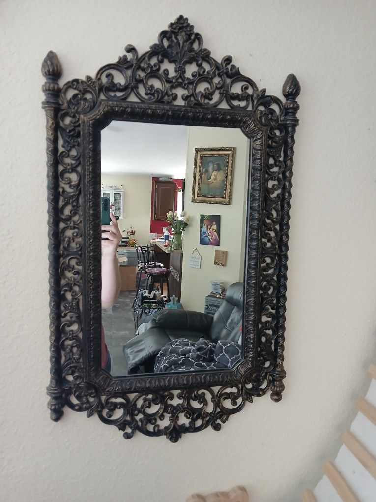 Antiqued Lightweight Ornate Mirror