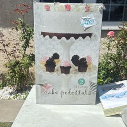 Cake Pedestals Ceramic Set Of Two 