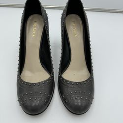Prada High Heels Studded Gray Sz 9 (39) 