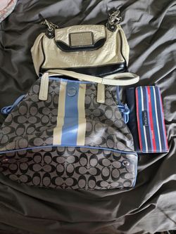 Coach bag with other purse and Nautica wallet