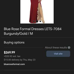 Party Prom Dress Burgundy And Gold 