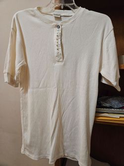 GreatLand Off White S/S Henley Top Small Vintage