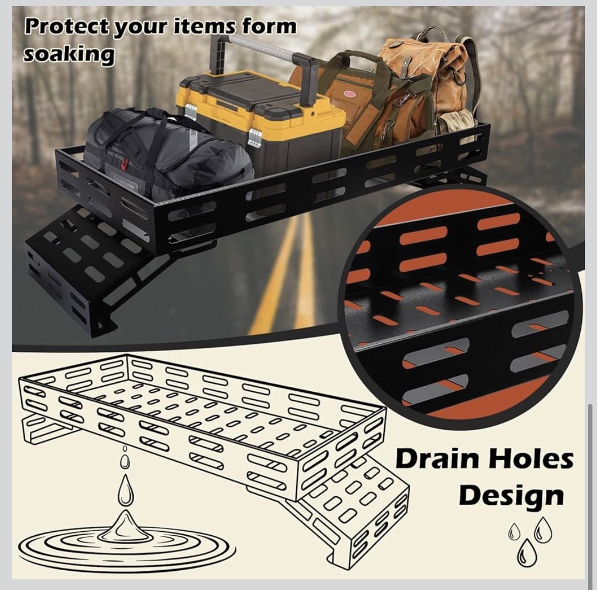 Polaris General UTV Over Bed Cargo Rack with Tool Clamps, Fit Bed Rail Widths from 40.23"-43.07"