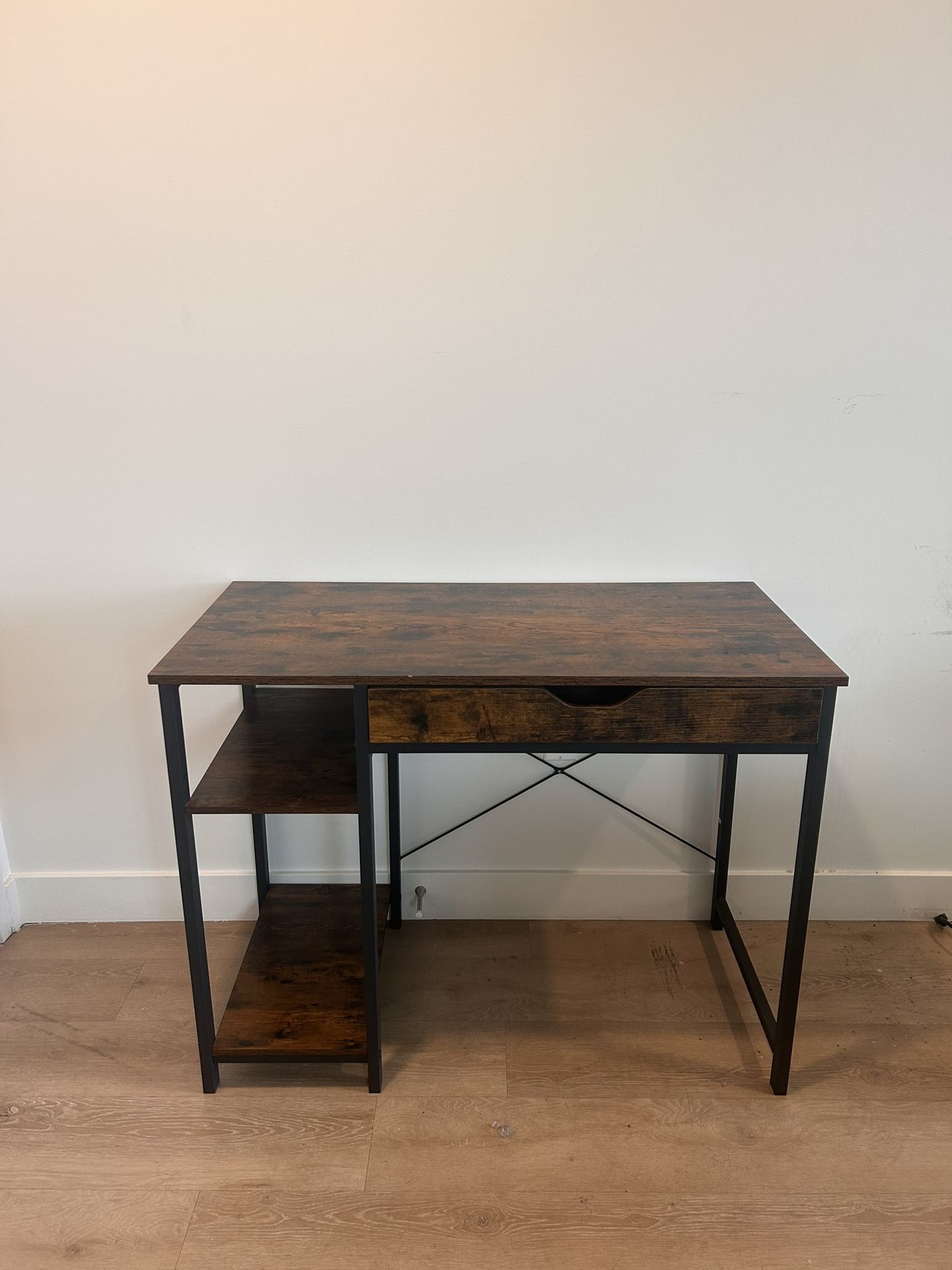 Desk With Drawer & Height-Adjustable CPU Holder Shelf