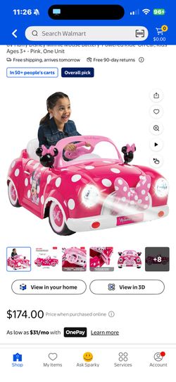 New/nuevo 6V Huffy Disney Minnie Mouse Battery-Powered Ride-On Car