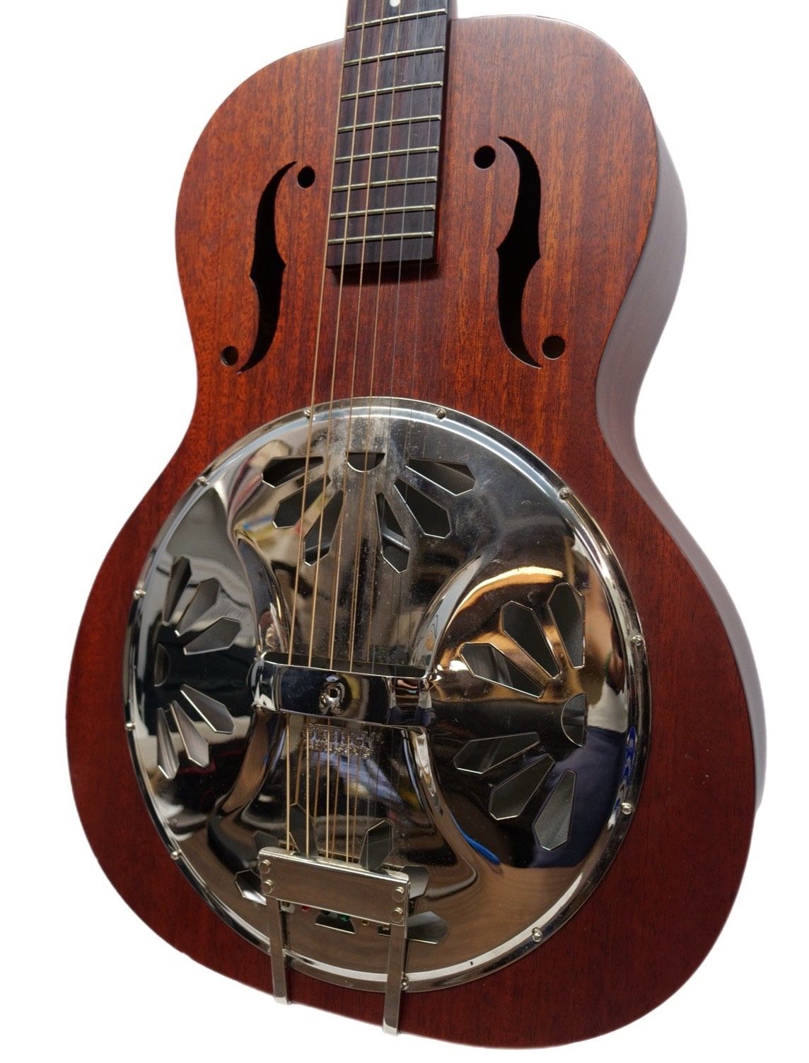 GRETSCH Ampli-Sonic Acoustic Guitar Brown Dipper Round-Neck Brass Body HARD CASE Music Instruments