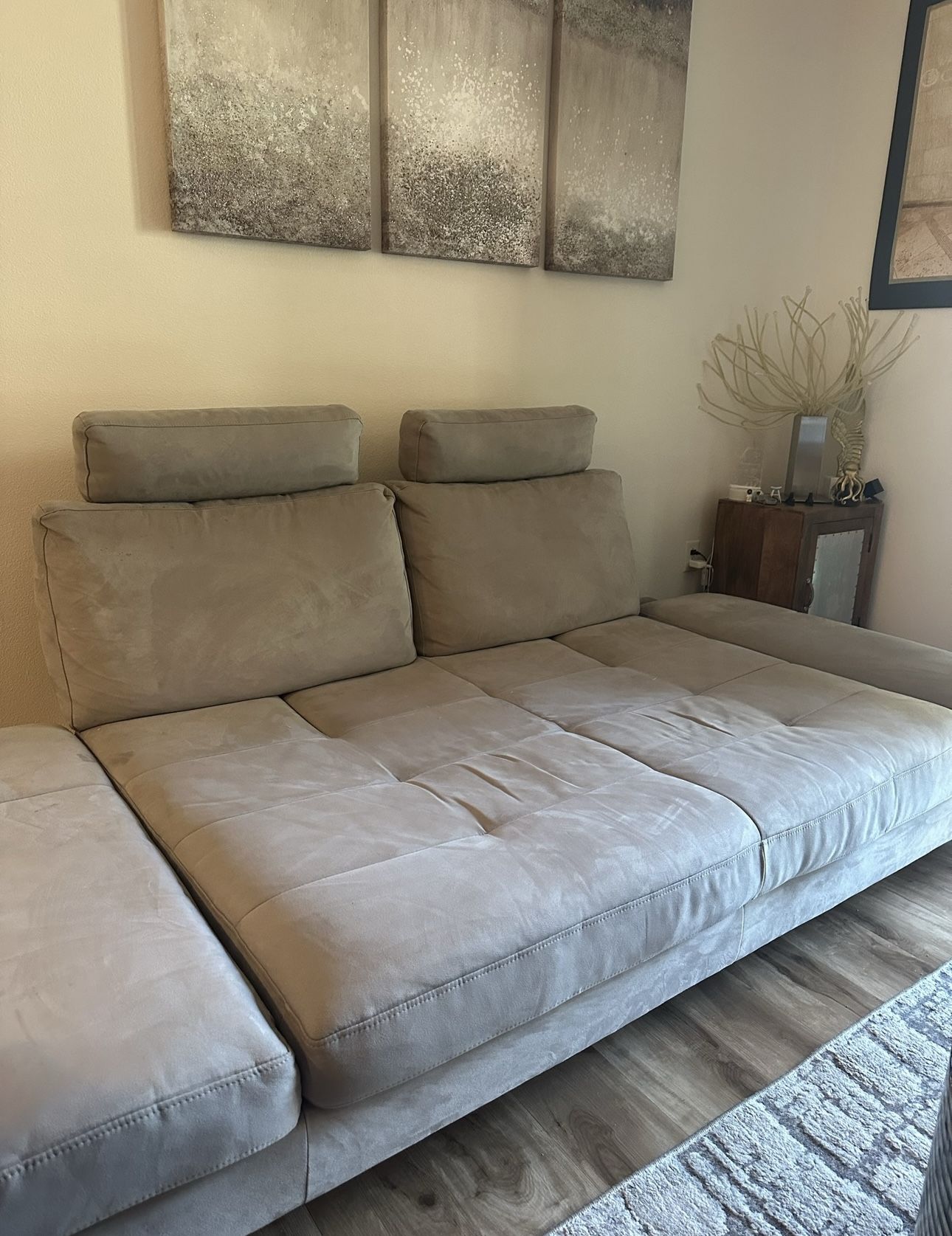 Beautiful Grey Sofa Adjustable Back