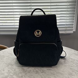 Michael Kors Navy Blue Backpack - gold hardware