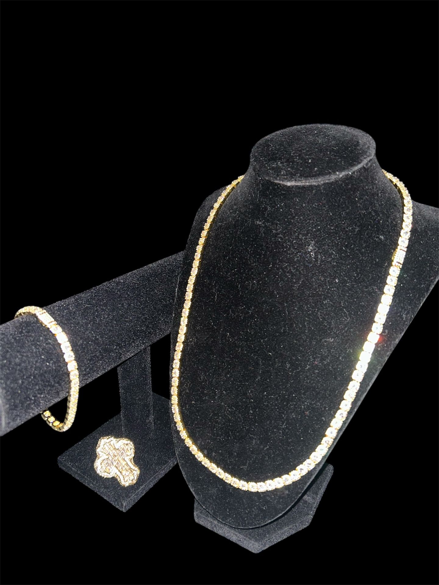 Silver with Gold-Plated Stone Jewelry Set