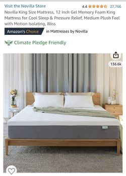 NEW Opened Novilla King Size Mattress, 12 Inch Gel Memory Foam King Mattress for Cool Sleep & Pressure Relief, Medium Plush Feel with Motion Isolating