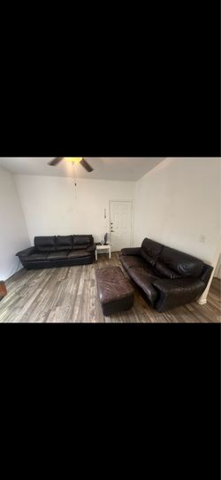 Brown real leather couches