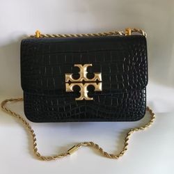 Tory Burch Black Croc Embossed Chain Crossbody Bag 8.5×5×2in Brand New100% authentic Tory Burch black croc embossed leather crossbody bag – brand new 