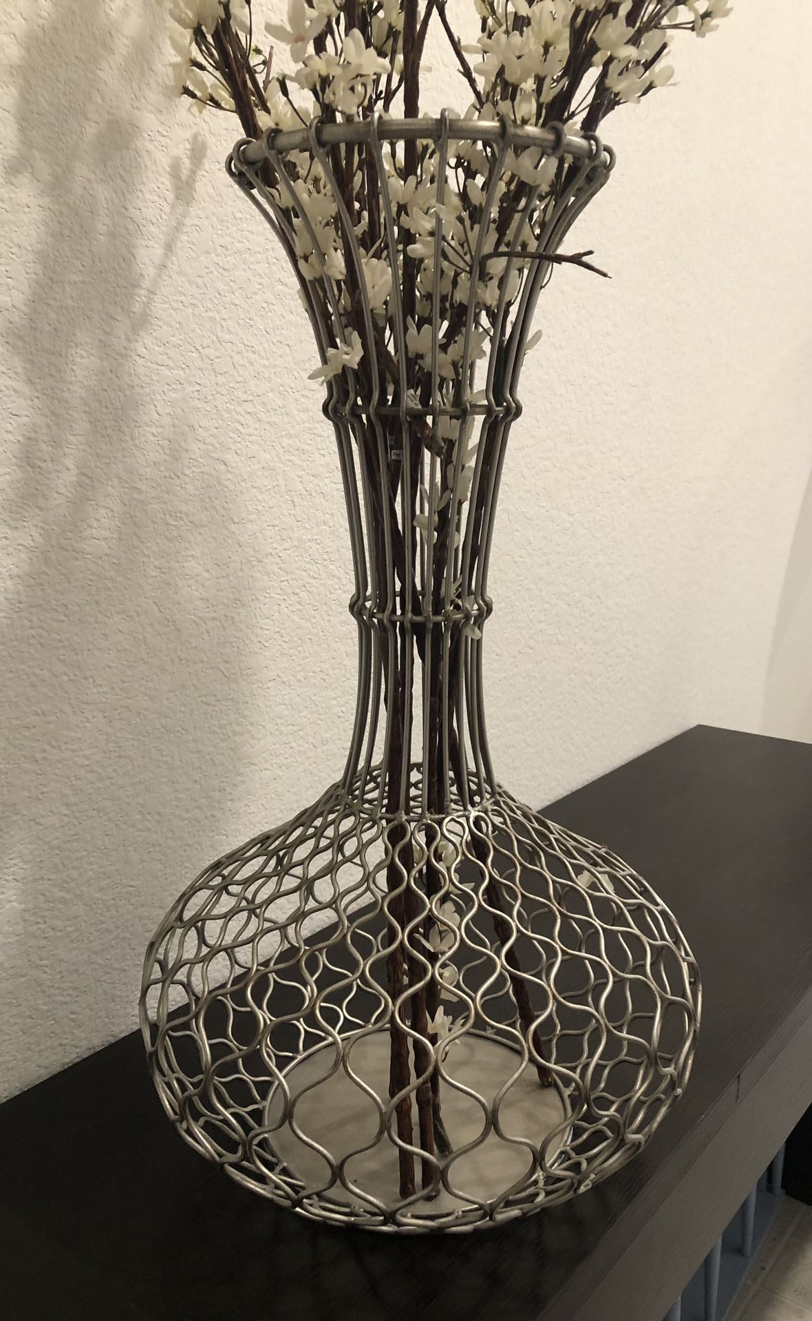 Large Vase With Silk Flowers.