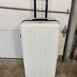 Flieger white hard shell Rolling  checked luggage with combo lock 31”x 14” x16” 