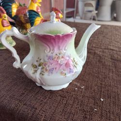 Antique R S Prussia Violets & Lilly of the Valley Hand painted Teapot

