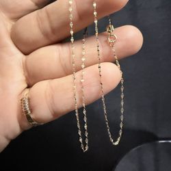 10k Gold Mini Mirror Link Bracelet Thin Dainty 6” & 6.8”