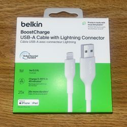 Brand New Belkin BoostCharge USB-A to Lightning Cable (1M / 3.3 ft)