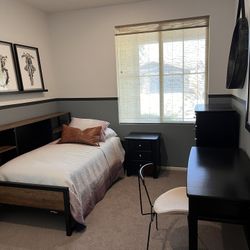 Complete Bedroom Set - Dresser, Desk, Bed, Nightstand 