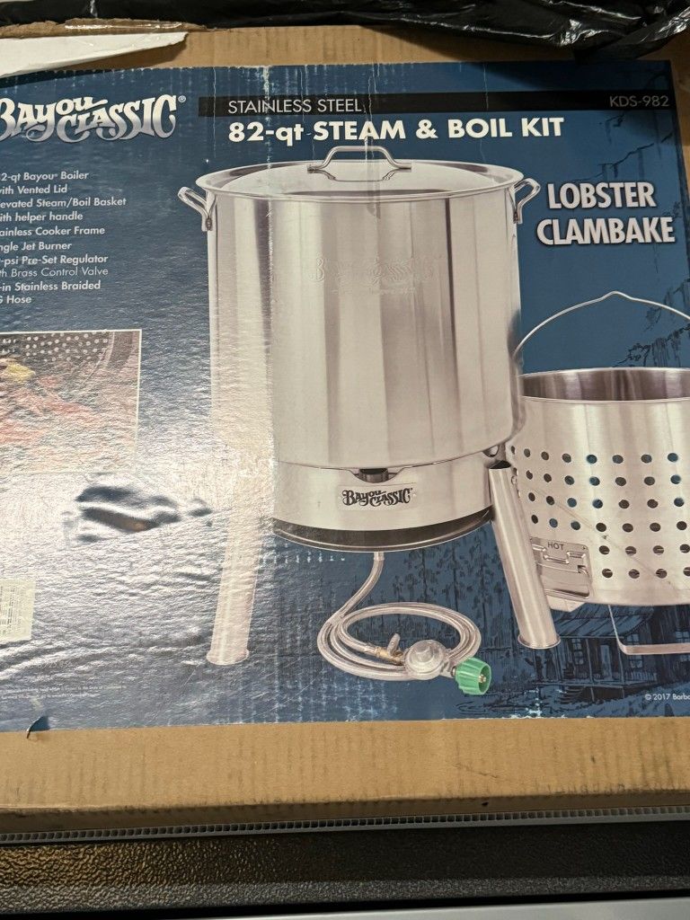 Bayou Classic 82 qt stainless steel steamer, boiler, fryer.
