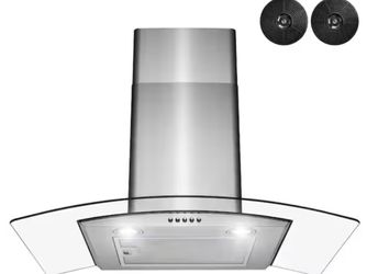 30 in. Convertible Wall Mount Range Hood with LEDs, Push Control and Carbon Filters in Stainless Steel
