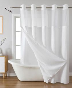 Extra Long No Hook Shower Curtain with Liner