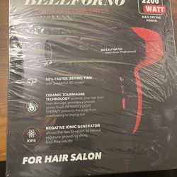 Bellforno 2200W Professional Ionic Hair Dryer – New Sealed – Salon Quality
