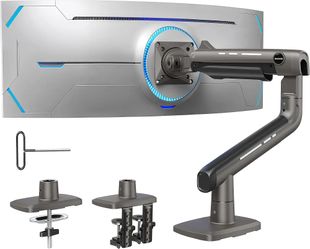 HUANUO TitanLift Heavy Duty Monitor Arm for Screens up to 49", Holds 44 lbs, Aluminum Ultrawide Screen Monitor Mount, Fully Adjustable Single Gaming D