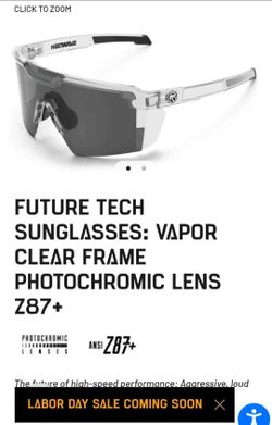 Future Tech Sunglasses: VAPOR CLEAR Frame Photochromic Lens Z87+