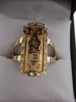 Yellow gold ring, "manoy" 10k, 5.1g, size: 11