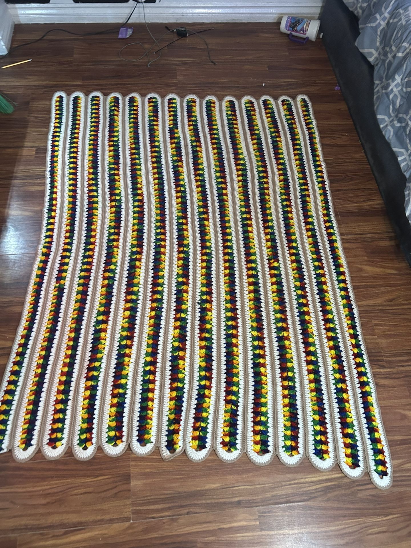 Multi Colored Granny Knit Blanket