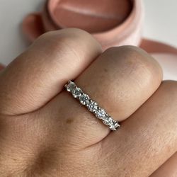 Sterling Silver 925 Engagement band With Moissanite (size 5,6,7,8,9)