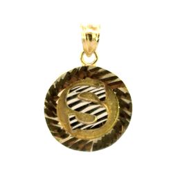 Woman’s Or Men’s 10k Yellow Gold Circle Initial S Charm Pendant For Necklace GP3107800