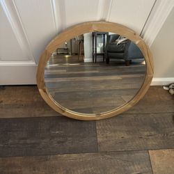 Round Wood Mirror 