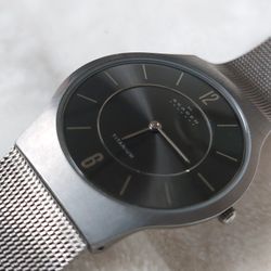 SKAGEN DENMARK 🇩🇰 Charcoal Dial Titanium Slimline Mens Watch 233LTTM