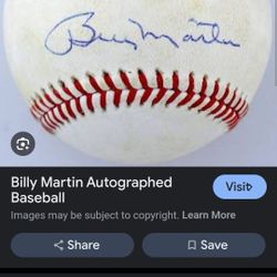 1960 Game Signed By Ball Billy Martin Of The Yankees. 