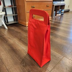Red tote insulated wine bottle carrier designed for portable cooling, good condition