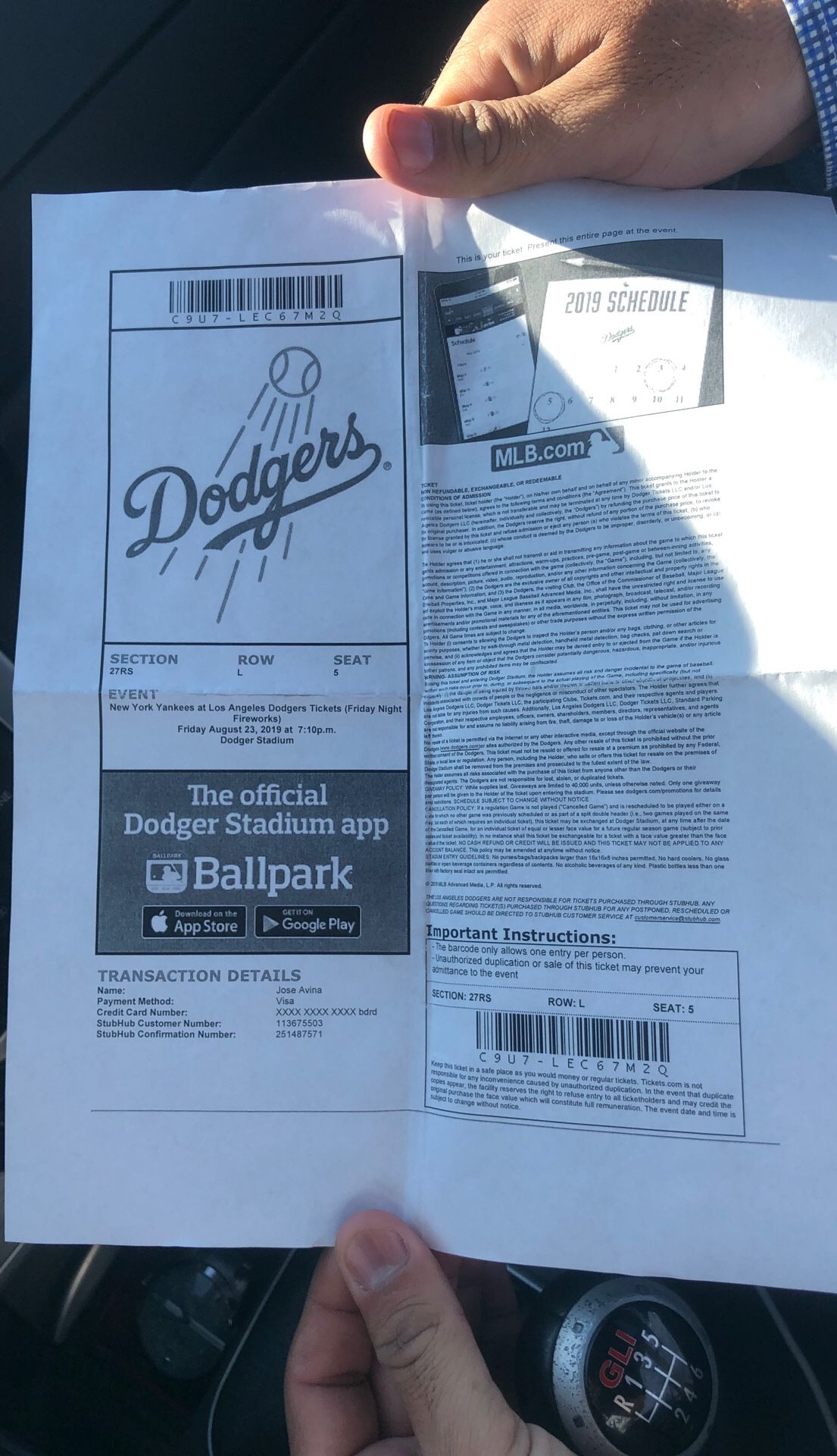 Dodgers Yankees tonight only 1 ticket.