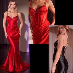 New With Tags Fitted Stretch Satin Hot Stone Formal Dress & Prom Dress $125