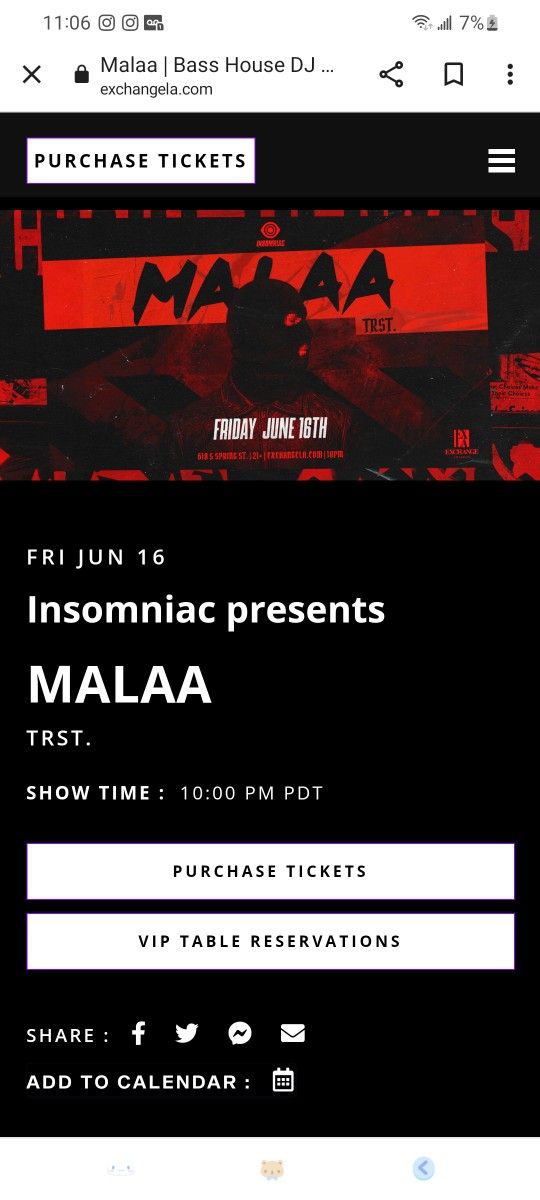 2 Tickets For Malaa At Exchange For Sale 