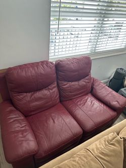 Burgundy Leather Loveseat