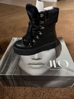 JLo Jennifer Lopez Black Lace-Up Winter Boot