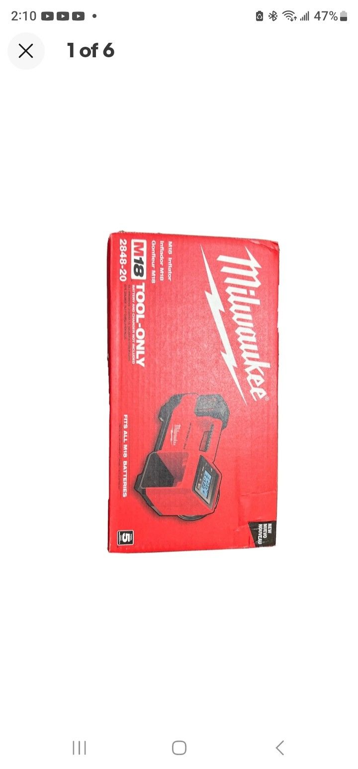 NEW IN BOX Milwaukee M18 2848-20 Cordless Tire Inflator 18 Volt Tool Only 18V